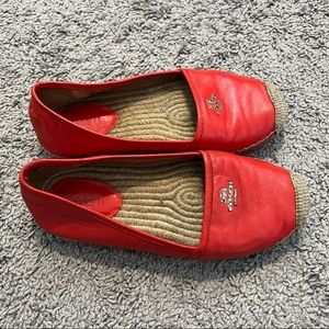 Coach Espadrilles Flats 'Rhodelle' Soft Lambskin Red w/Gold Logo Womens 8B